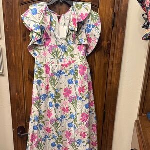 NWT Sugarlips In Bloom Floral Santana Dress with Ruffle Sleeves and Tie Back